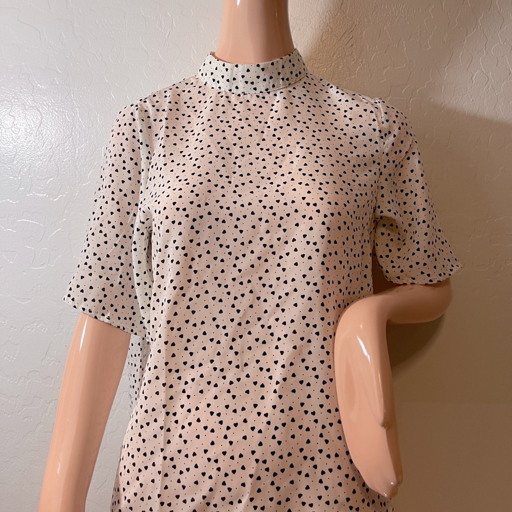 BLACK & WHITE HIGH NECK BLOUSE - Picture 2 of 6